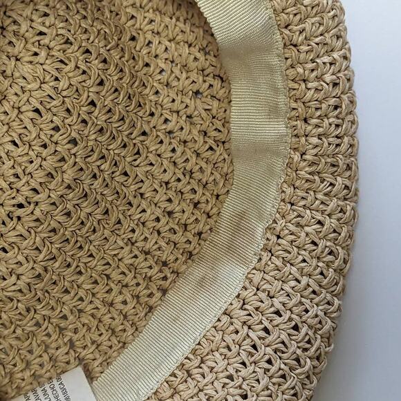 Vintage Y2K Limited Too Straw Bucket Hat Floral Flower Pastel Tan Bimbo McBling - Picture 6 of 6